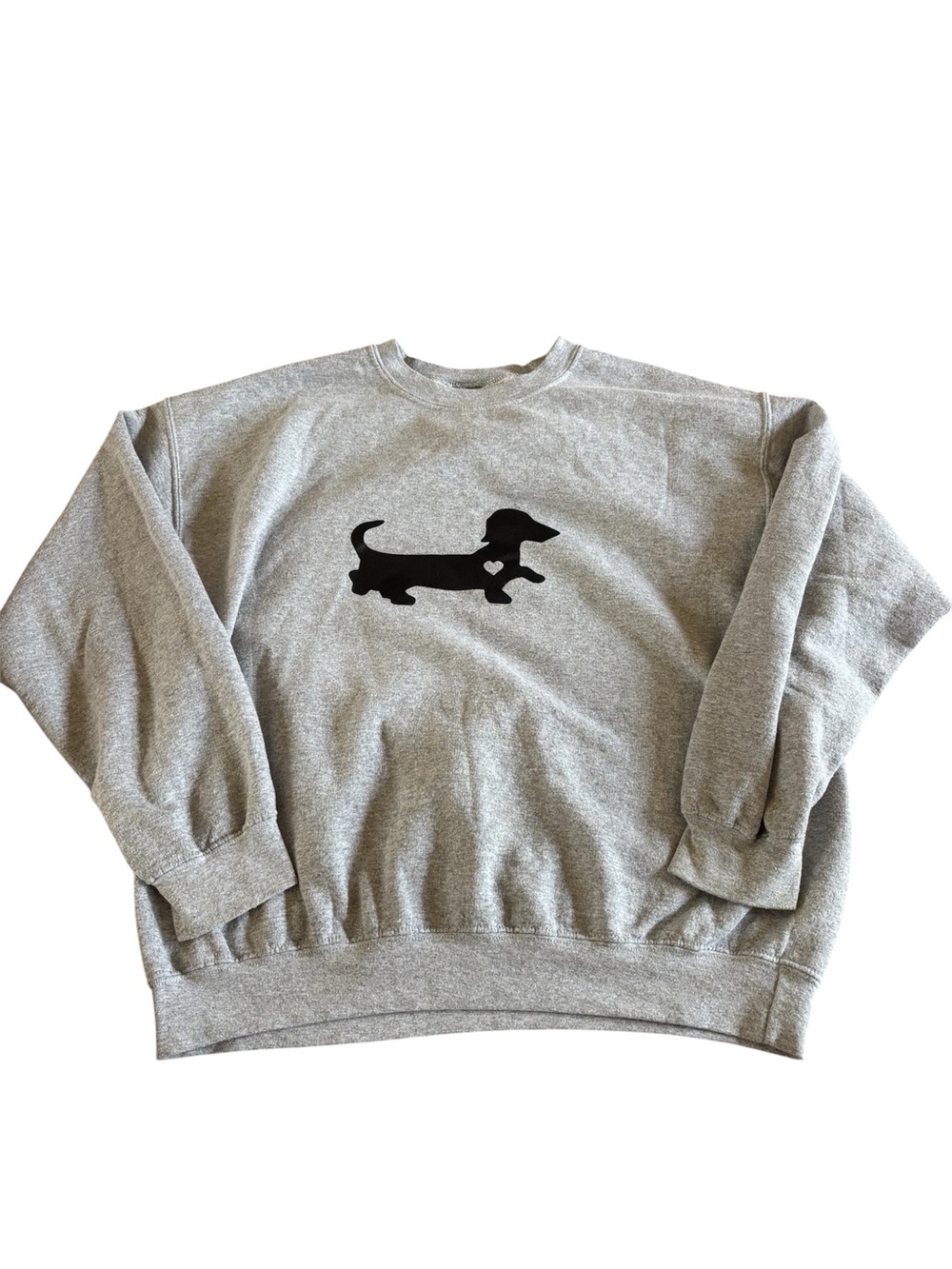 Gildan Gray Sweatshirt with Black Dachshund Graphic